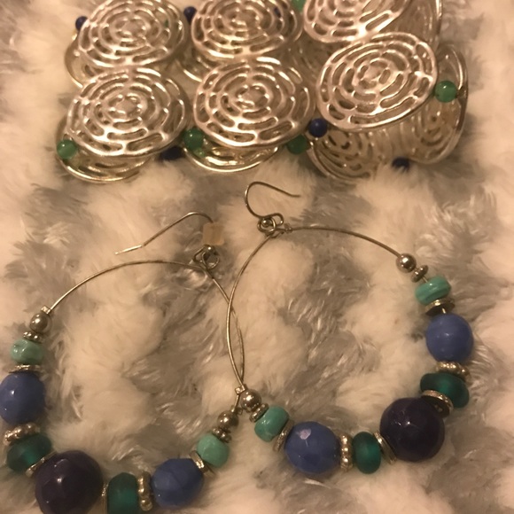 Blue, Teal and Green Jewelry set - Picture 1 of 3